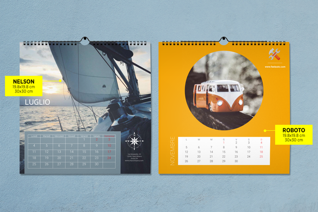 Calendario da muro con spirale e modello di visualizzazione foto. Include 13 fogli con griglie mensili e spazi personalizzabili perfetti per aggiungere il vostro marchio o foto personali. Ideale per uso professionale, domestico o promozionale con qualità di stampa professionale.