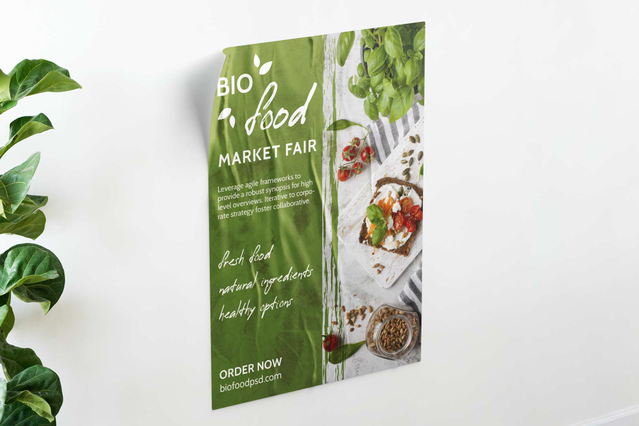 Poster bio food market verdure verdi su parete bianca. Stampa HD carta o PVC indoor outdoor Sprint24.